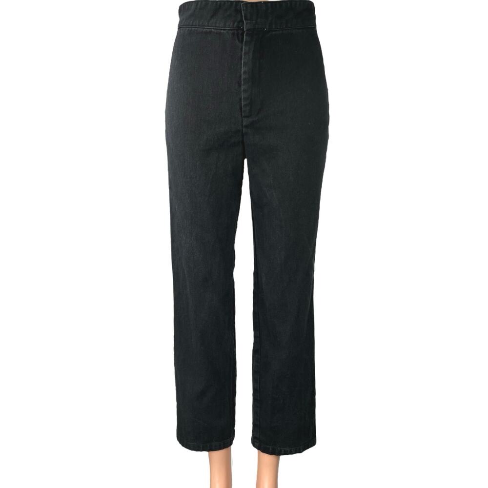Princess Polly Black Low Rise Straight Leg Crop Trousers Denim Jeans Pants Sz 2